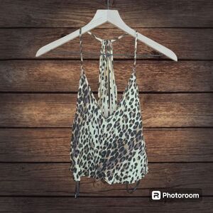 Forever 21 Leopard Print Cropped Strappy Tank Size M
